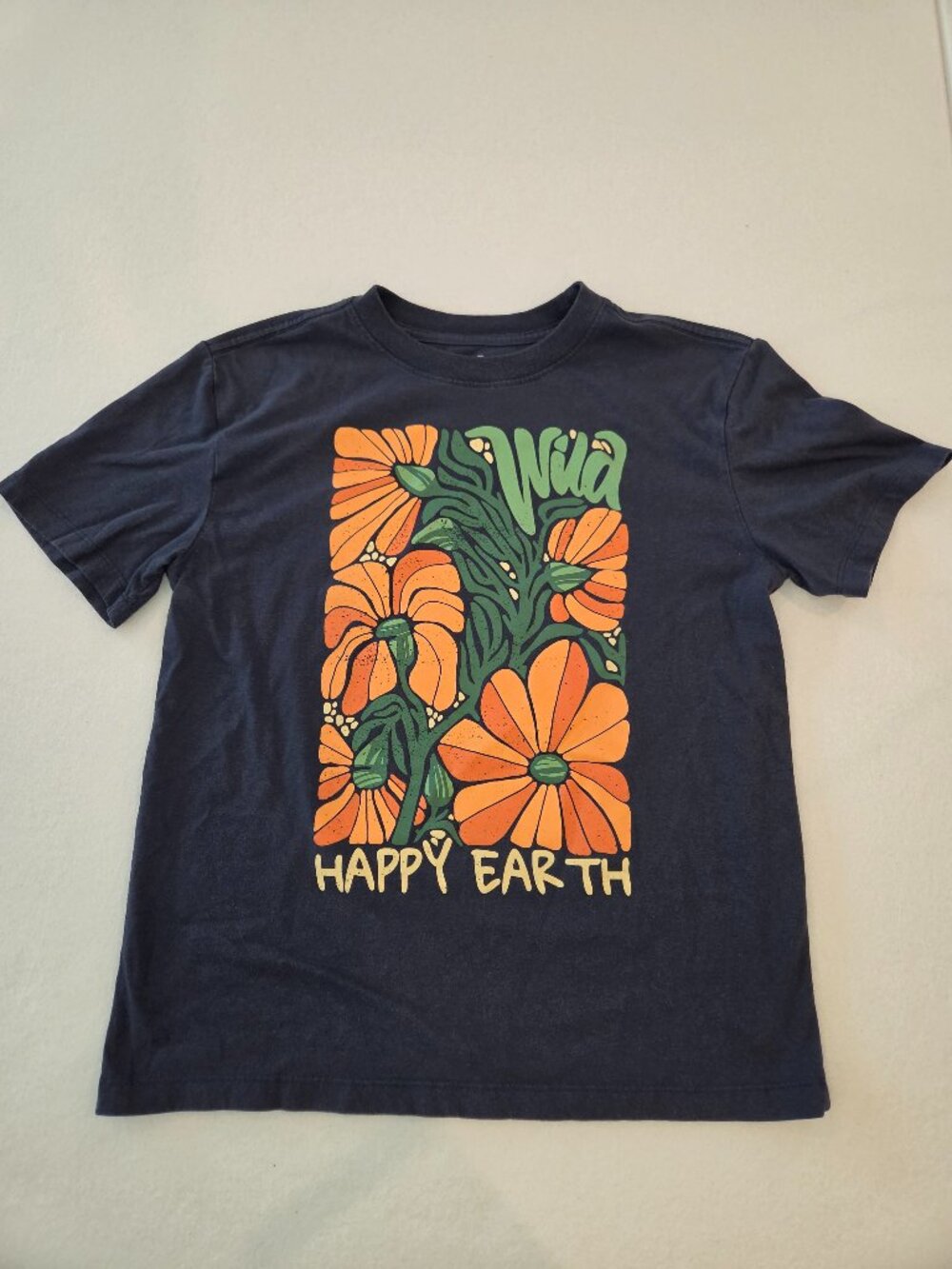 Happy Earth Women's Wild Floral Graphic T Shirt Navy Size Small